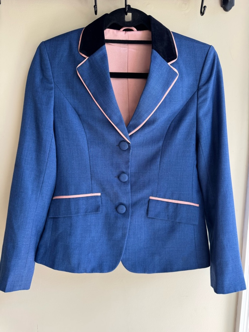 Womens Navy Blue Blazer with Pink Trim